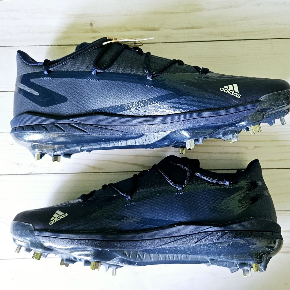 Adidas Adizero Afterburner Size 15 Men's Metal Baseball Cleats Navy Blue White